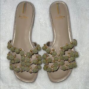 Sam Edelman Green and Gold Sandals with Intricate Cut-Out Design